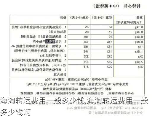 海淘转运费用一般多少钱,海淘转运费用一般多少钱啊