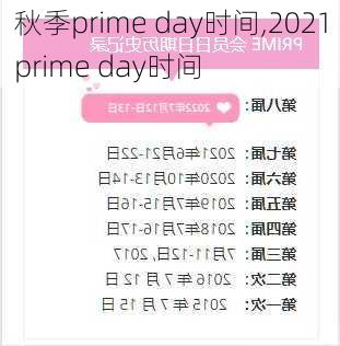 秋季prime day时间,2021 prime day时间