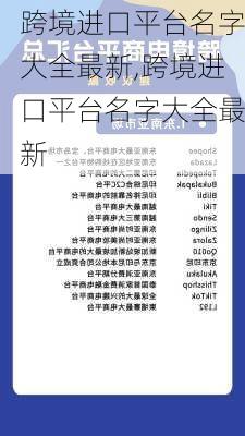 跨境进口平台名字大全最新,跨境进口平台名字大全最新