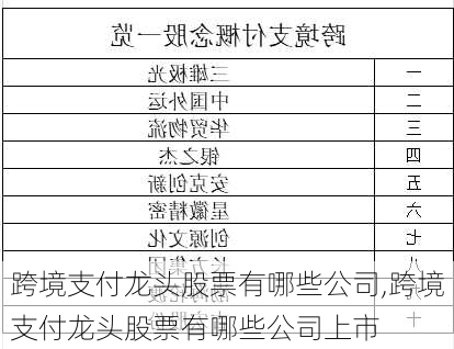 跨境支付龙头股票有哪些公司,跨境支付龙头股票有哪些公司上市